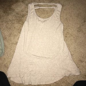 TAN TANK TOP WITH BRAIDED STRAP DETAIL IN BACK